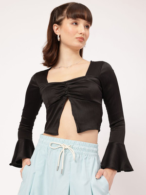 Dressberry Casual Solid Women Black Top