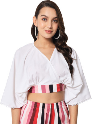 ALL WAYS YOU Casual Solid Women White Top