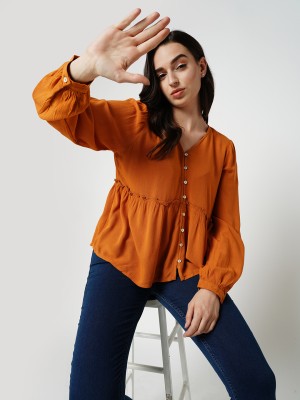 ONLY Casual Solid Women Orange Top