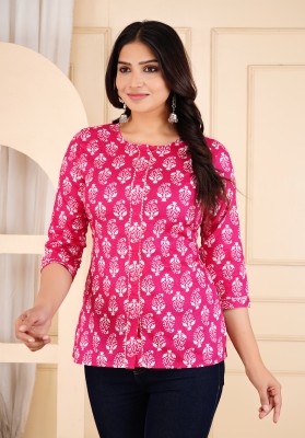 PG Garments Formal Printed Women Pink Top