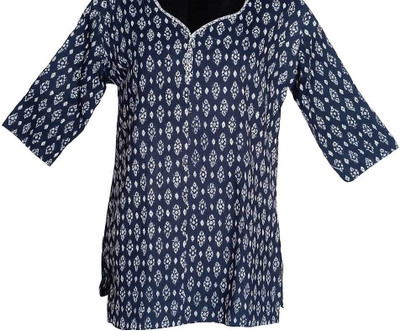 RNG LTD Casual Geometric Print, Printed Women Dark Blue Top