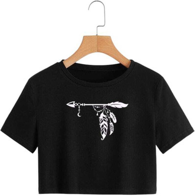 SHRUTI ENTERPRISES Casual Printed Women Black Top