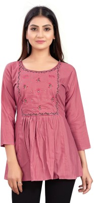 shreeva fashion Casual Embroidered Women Pink Top