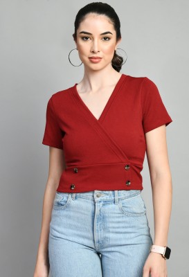 PATER Casual Solid Women Maroon Top