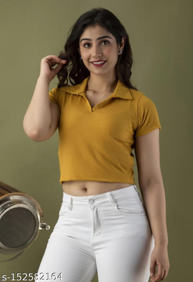 Redamancii Casual Self Design Women Yellow Top