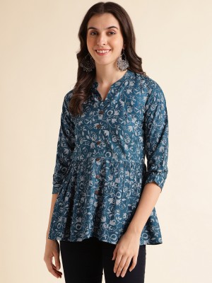 Fabclub Casual Printed Women Blue Top