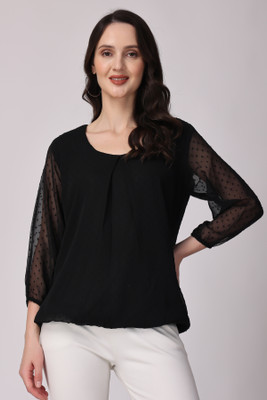 MVC ENTERPRISE Casual Solid Women Black Top