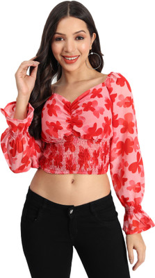Arshia Fashions Casual Printed Women Red Top