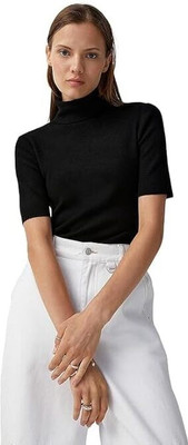 Siyara Casual Solid Women Black Top