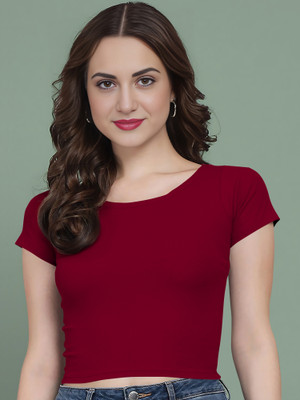 Kashonaa Casual Self Design Women Maroon Top