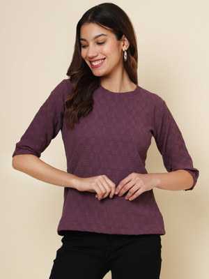 Sofisty Casual Self Design Women Purple Top