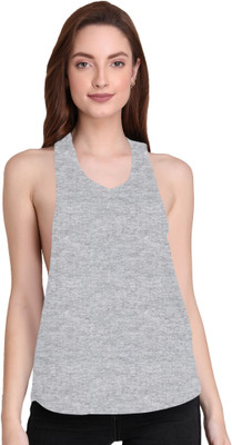 THE BLAZZE Casual Solid Women Grey Top