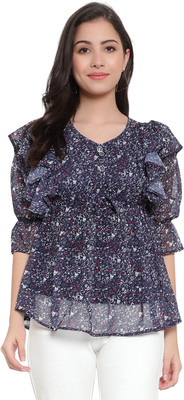 Moda Rapido Casual Printed Women Multicolor Top