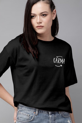 hkCreation Casual Graphic Print Women Black Top