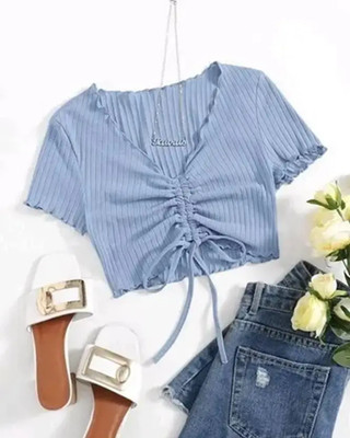 Mcgluwa Casual Self Design Women Blue Top
