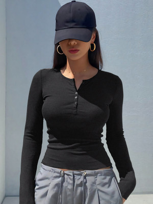 NAVYANKAA Casual Solid Women Black Top