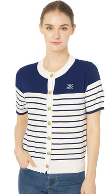 Icw Casual Striped Women Dark Blue Top