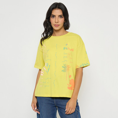 MADAME Casual Printed Women Yellow Top