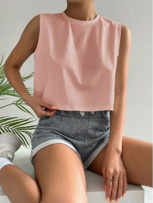 Fookre Casual Solid Women Pink Top
