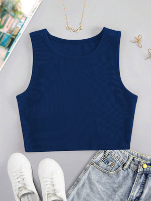 CILIMILI Casual Self Design Women Blue Top