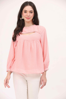 TSM Casual Striped Women Pink, White Top