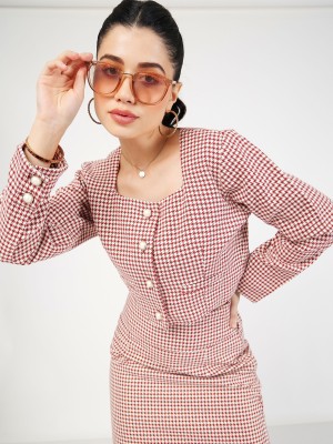 SASSAFRAS Casual Checkered Women Red, White Top