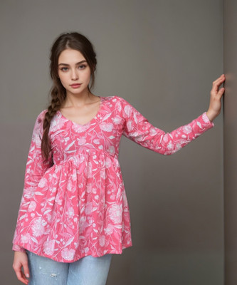 Royal Marque Casual Floral Print Women Pink Top