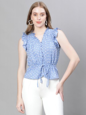 OXOLLOXO Casual Printed Women Light Blue, White Top