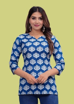 Parth Fashion Casual Printed Women Blue Top