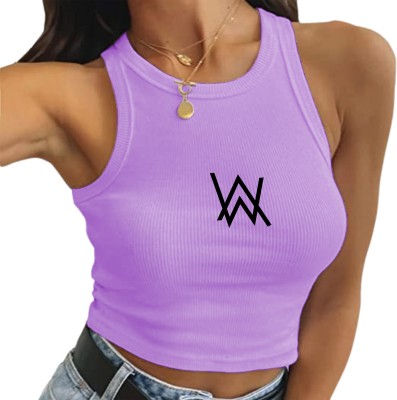 Fashion And Youth Casual Printed Women Purple Top