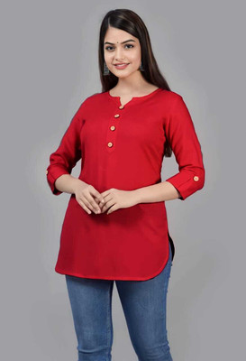kair Casual Solid Women Red Top