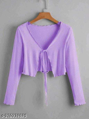 glitsy Casual Solid Women Purple Top