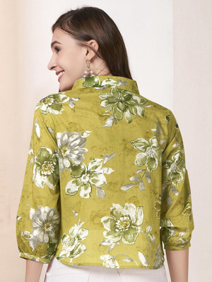 ANOUK Casual Floral Print Women Green, Grey Top