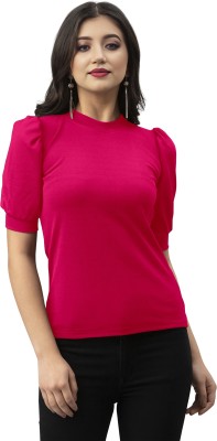 Aika Casual Solid Women Pink Top