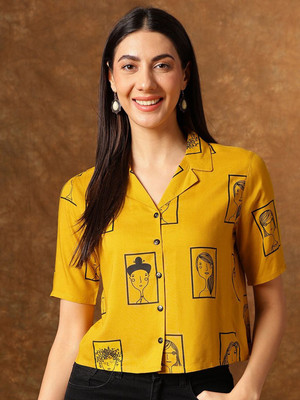 ANOUK Casual Printed Women Yellow Top