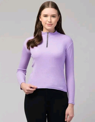 zsGARMENTS Casual Solid Women Purple Top