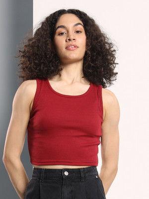 Q-Rious Casual Solid Women Maroon Top