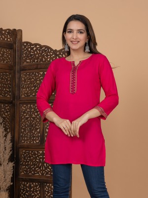 Ramratan Casual Solid Women Pink Top