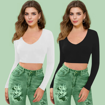 Dream Beauty Fashion Casual Self Design Women Black Top
