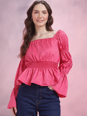 Dressberry Casual Solid Women Pink Top