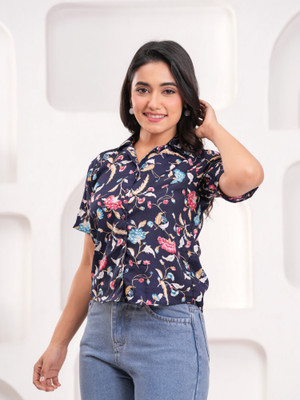 Labhanshi Creation Casual Printed Women Blue Top