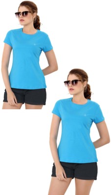 SoftTouch Casual Solid Women Light Blue Top