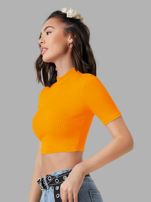 NAVYANKAA Casual Solid Women Yellow Top
