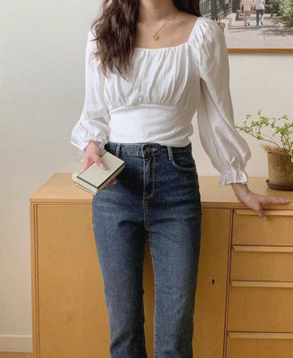 Asadgarmants Formal Solid Women White Top