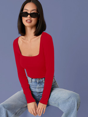 NAVYANKAA Casual Solid Women Red Top