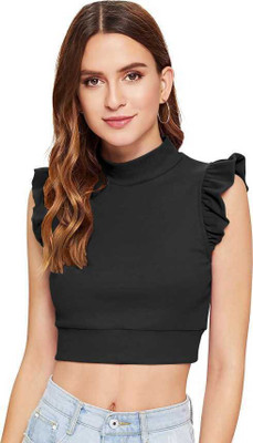 Silcoba Casual Solid Women Black Top