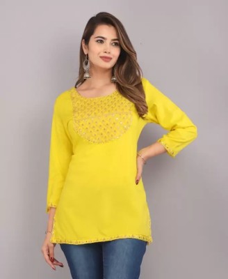 rajoriya fashion Party Embroidered Women Yellow Top