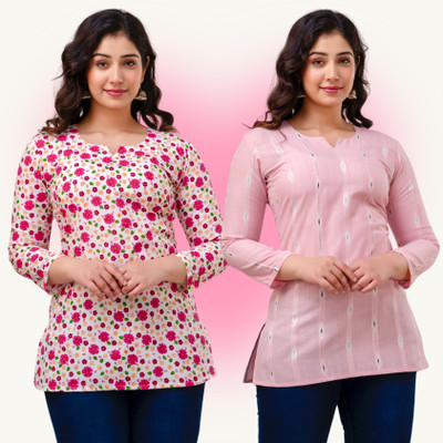 VROEGER Casual Printed Women Pink Top