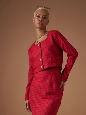 SASSAFRAS Casual Checkered Women Red Top