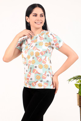 SCOCOS Casual Printed Women Multicolor Top